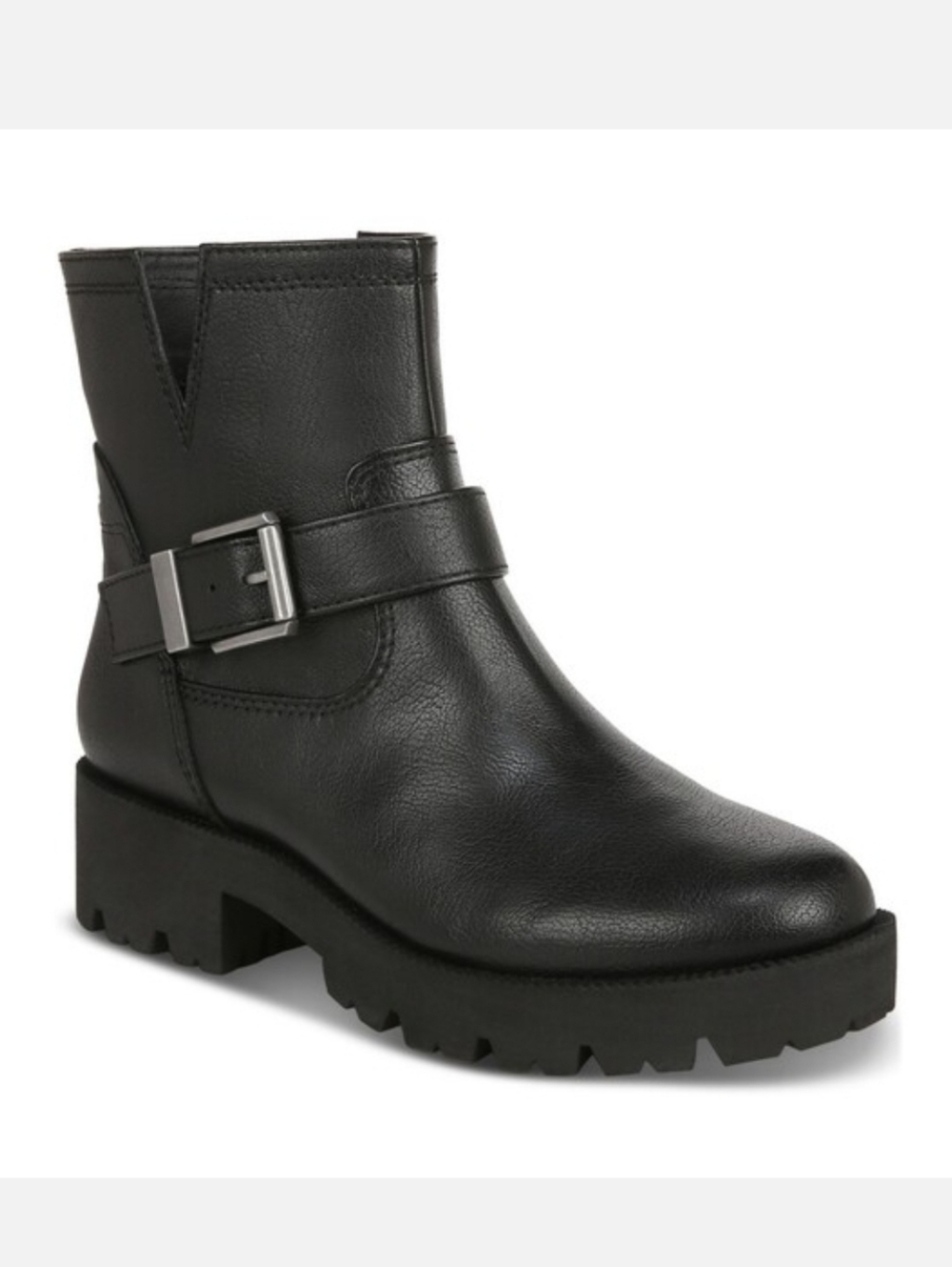 Zodiac Miller Boots Women's 6 Black Leather Cutout Lug Sole Ankle Bootie